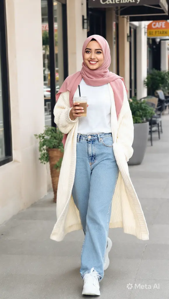 Furrln Cloud Knit Open Abaya  Cream.webp