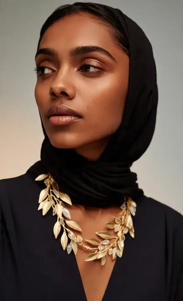 Leafy Gold Statement Necklace – Big Leaf Edition